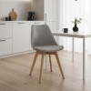 Gaston chair pakoworld PP-PU light grey color - natural leg 43x51x75cm