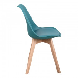 Gaston chair pakoworld PP-PU blue color - natural leg 58x47x85cm Gaston chair pakoworld PP-PU blue color - natural leg 58x47x85cm