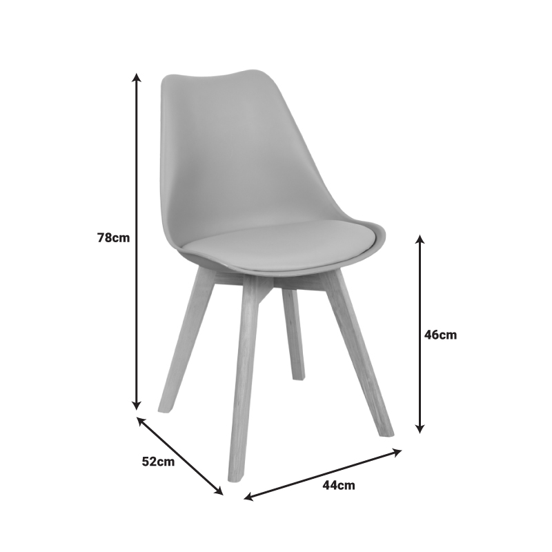 Καρέκλα Gaston pakoworld PP-PU μπλε απόχρωση- φυσικό πόδι 44x52x78εκ