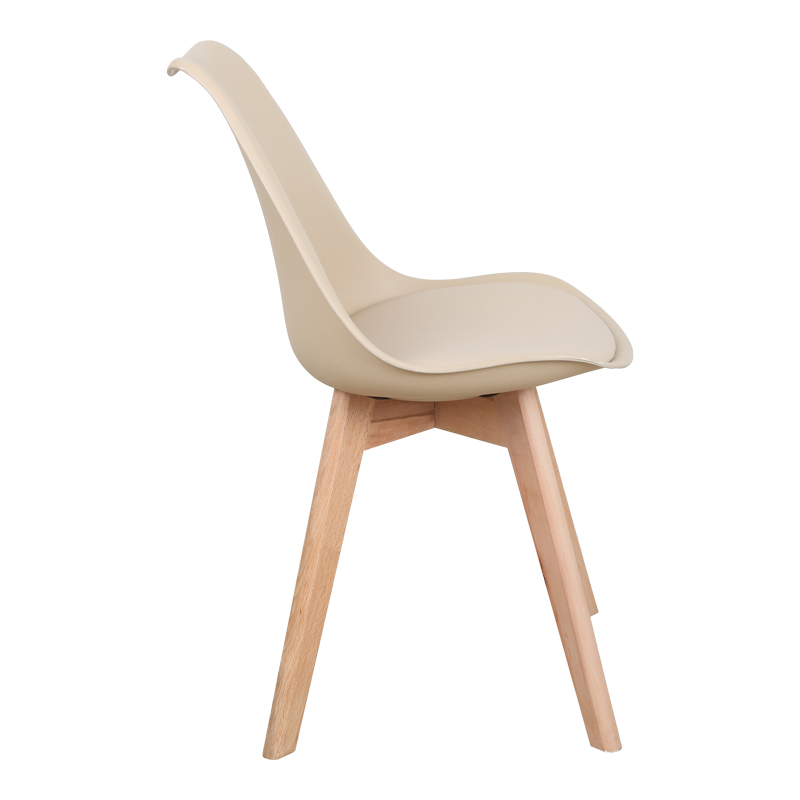 Gaston chair pakoworld PP-PU taupe color - natural leg 58x47x85cm Gaston chair pakoworld PP-PU taupe color - natural leg 58x47x85cm