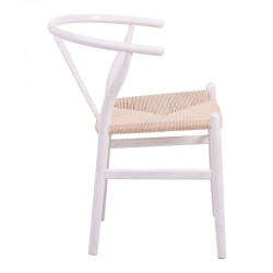 Καρέκλα Wishbone pakoworld rubberwood-σχοινί σε λευκή απόχρωση 60x51x80εκ