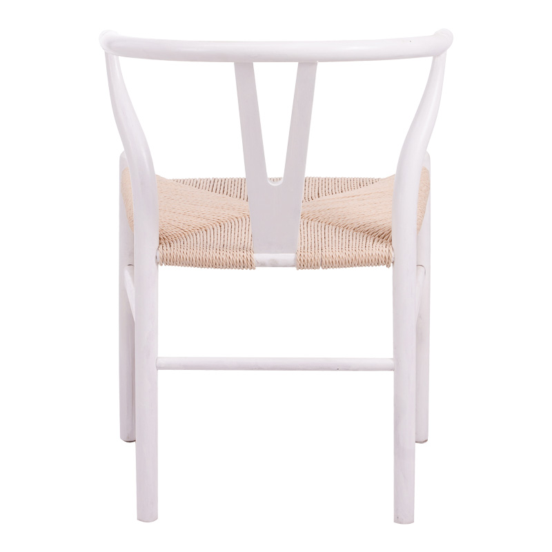 Wishbone chair pakoworld rubberwood-rope in white shade 53.5x57x74cm