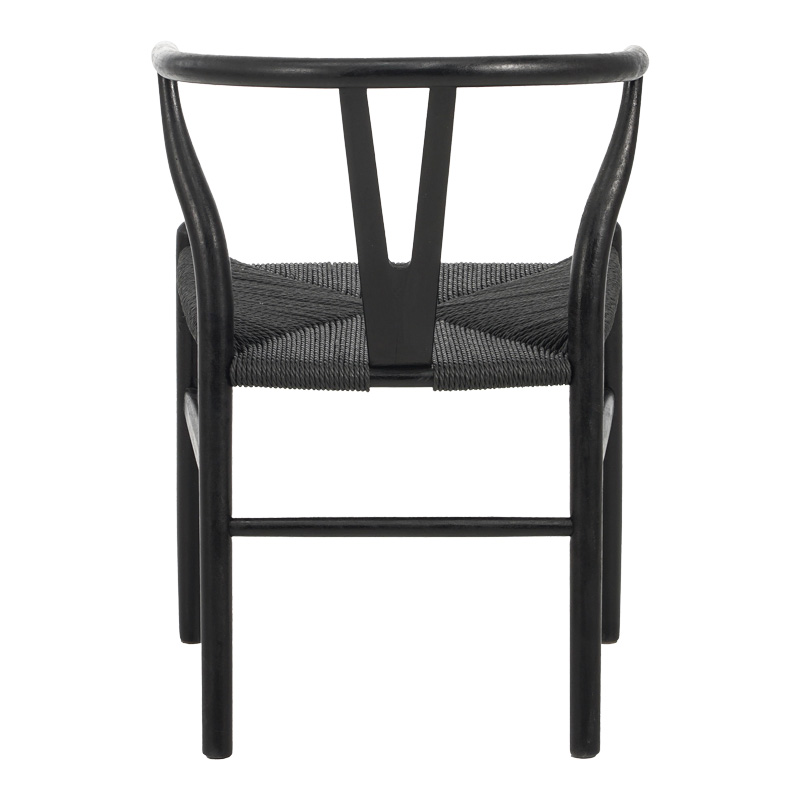 Καρέκλα Wishbone pakoworld rubberwood-σχοινί σε μαύρη απόχρωση 60x51x80εκ