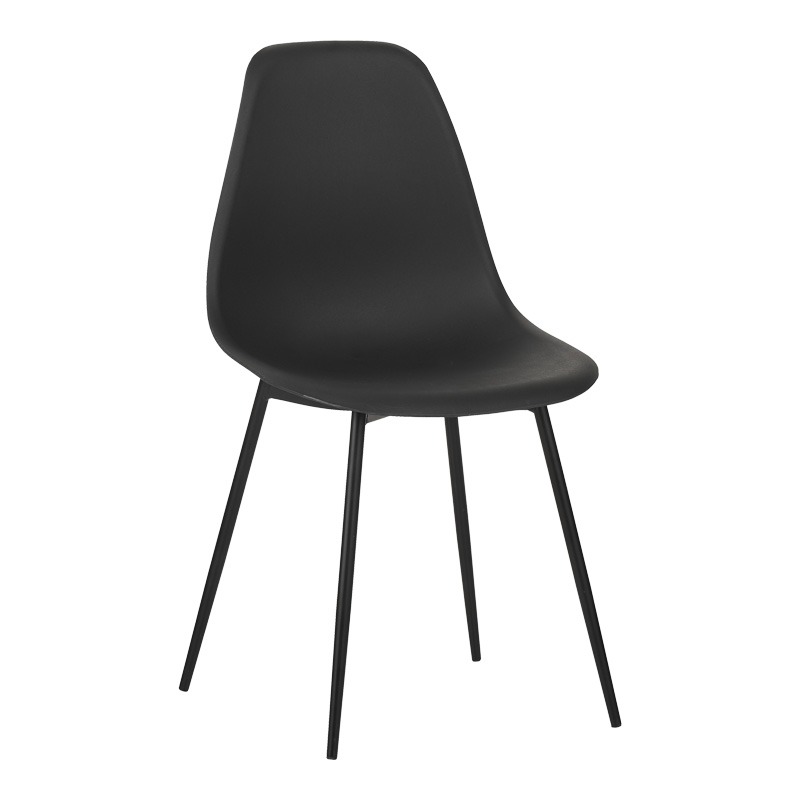 Ballen chair pakoworld pp black with black metal legs 41.5x53x84.5cm