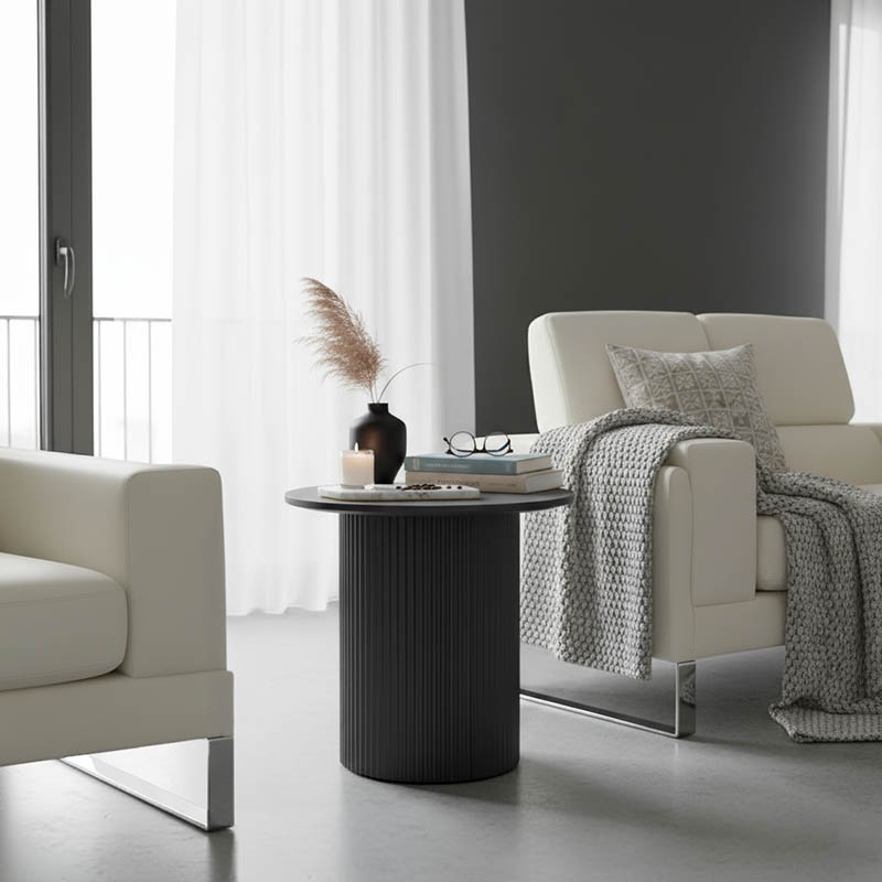 Βοηθητικό τραπέζι Dovel pakoworld mdf σε μαύρη απόχρωση Φ50x45εκ