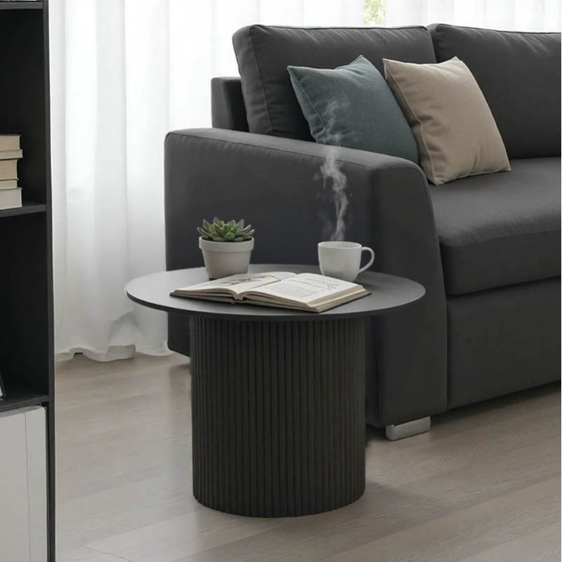 Τραπέζι σαλονιού Dovel pakoworld mdf σε μαύρη απόχρωση Φ70x40εκ