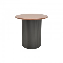 Βοηθητικό τραπέζι Dovel pakoworld mdf σε καρυδί-μαύρη απόχρωση Φ50x45εκ