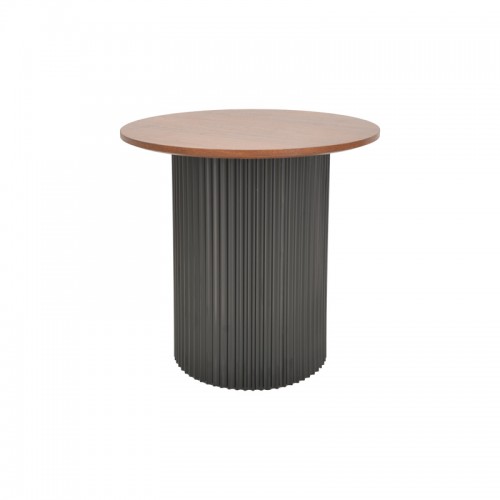 Βοηθητικό τραπέζι Dovel pakoworld mdf σε καρυδί-μαύρη απόχρωση Φ50x45εκ