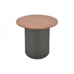 Βοηθητικό τραπέζι Dovel pakoworld mdf σε καρυδί-μαύρη απόχρωση Φ50x45εκ
