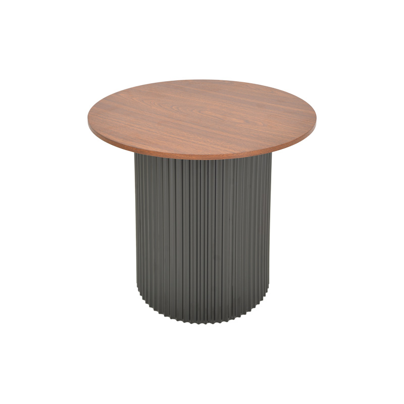 Βοηθητικό τραπέζι Dovel pakoworld mdf σε καρυδί-μαύρη απόχρωση Φ50x45εκ