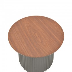 Τραπέζι σαλονιού Dovel pakoworld mdf σε καρυδί-μαυρη απόχρωση Φ70x40εκ
