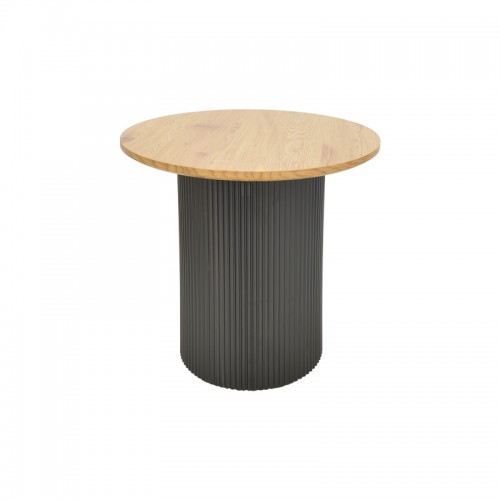 Βοηθητικό τραπέζι Dovel pakoworld mdf σε sonoma -μαύρη απόχρωση Φ50x45εκ