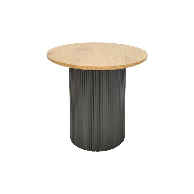 Βοηθητικό τραπέζι Dovel pakoworld mdf σε sonoma -μαύρη απόχρωση Φ50x45εκ