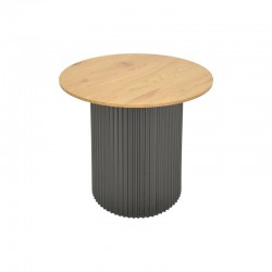 Βοηθητικό τραπέζι Dovel pakoworld mdf σε sonoma -μαύρη απόχρωση Φ50x45εκ