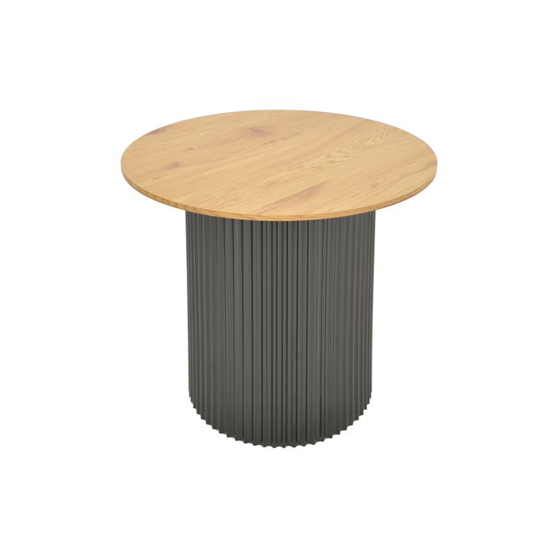 Βοηθητικό τραπέζι Dovel pakoworld mdf σε sonoma -μαύρη απόχρωση Φ50x45εκ