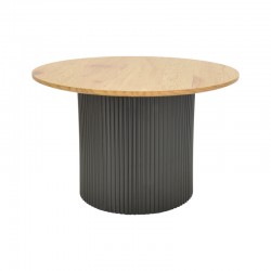 Τραπέζι σαλονιού Dovel pakoworld mdf σε sonoma-μαυρη απόχρωση Φ70x40εκ