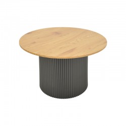 Τραπέζι σαλονιού Dovel pakoworld mdf σε sonoma-μαυρη απόχρωση Φ70x40εκ