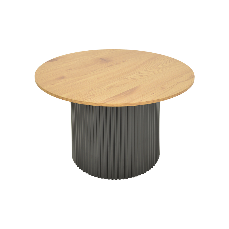 Τραπέζι σαλονιού Dovel pakoworld mdf σε sonoma-μαυρη απόχρωση Φ70x40εκ