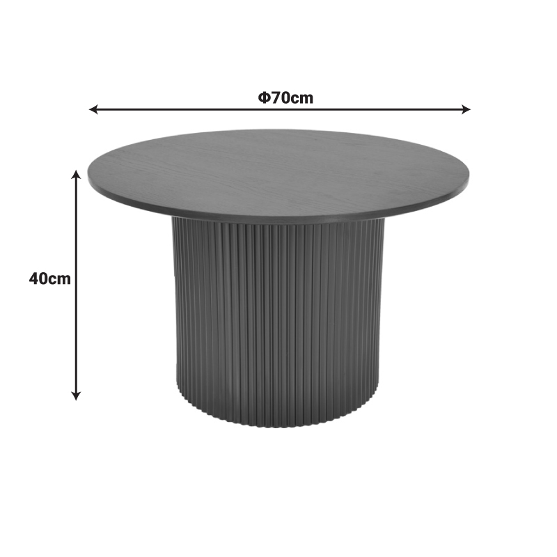 Τραπέζι σαλονιού Dovel pakoworld mdf σε sonoma-μαυρη απόχρωση Φ70x40εκ