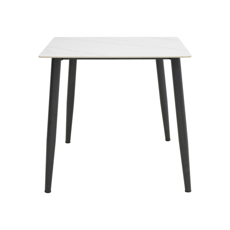 Gustas I table pakoworld white marble sintered stone-black metal 80x80x76cm Gustas I table pakoworld white marble sintered stone-black metal 80x80x76cm