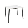 Τραπέζι Gustas pakoworld λευκό μαρμάρου sintered stone-μαύρο μέταλλο 80x80x76εκ