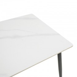 Gustas I table pakoworld white marble sintered stone-black metal 80x80x76cm Gustas I table pakoworld white marble sintered stone-black metal 80x80x76cm