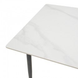 Gustas I table pakoworld white marble sintered stone-black metal 80x80x76cm Gustas I table pakoworld white marble sintered stone-black metal 80x80x76cm