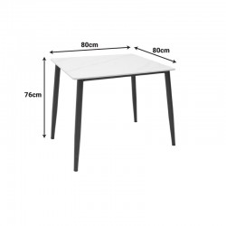 Gustas I table pakoworld white marble sintered stone-black metal 80x80x76cm Gustas I table pakoworld white marble sintered stone-black metal 80x80x76cm