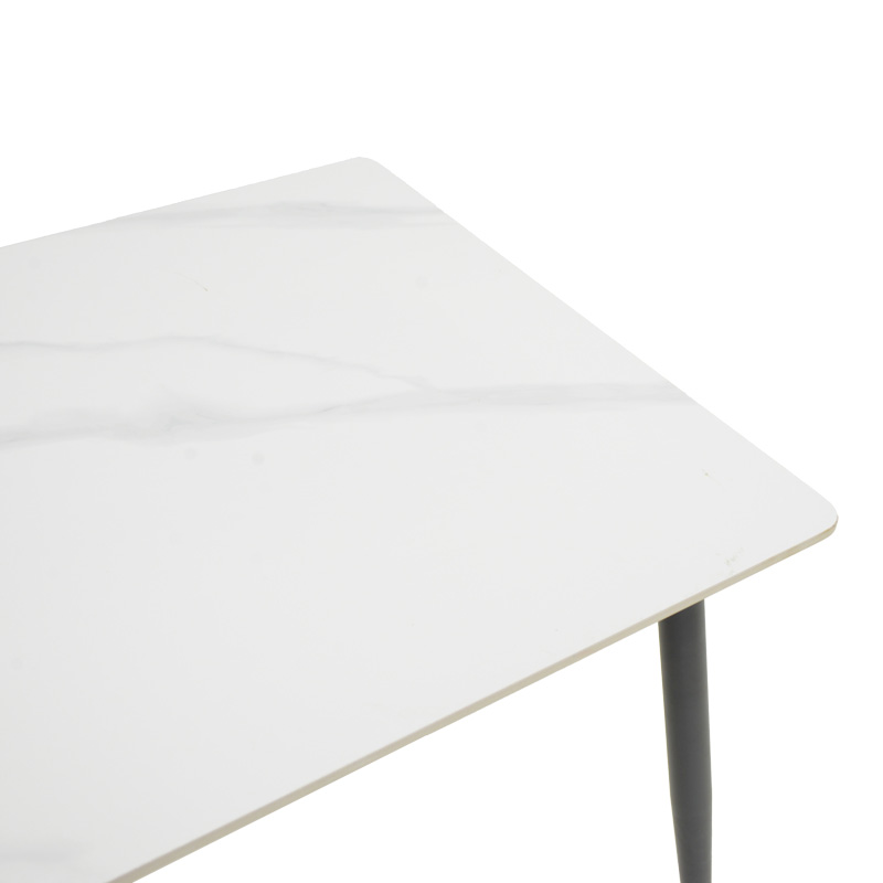 Gustas table pakoworld white marble sintered stone-black metal 120x80x76cm
