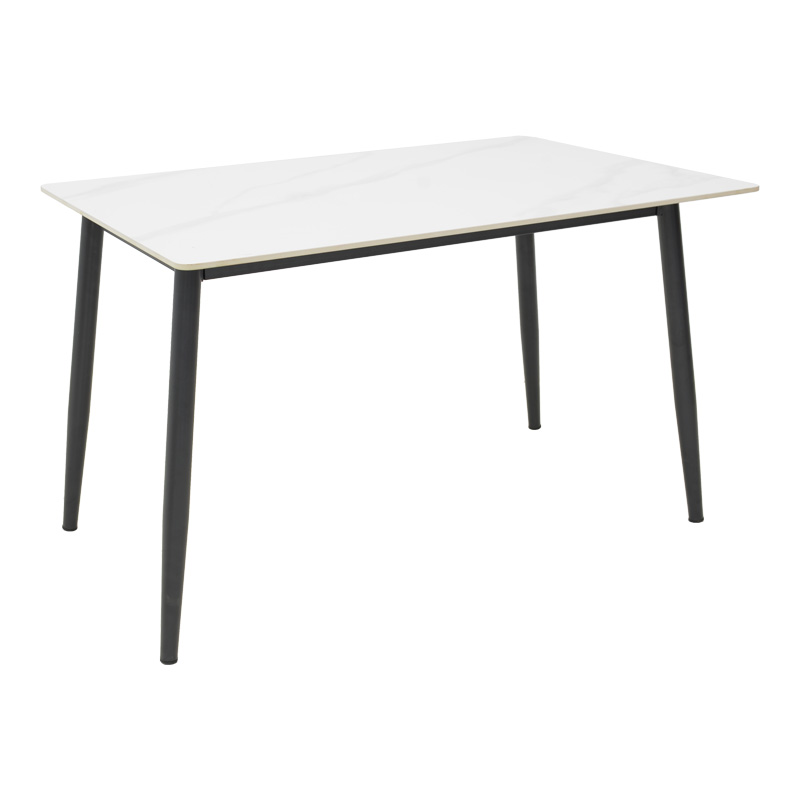 Gustas I table pakoworld white marble sintered stone-black metal 120x80x76cm