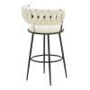 Alkia I pakoworld bar stool fabric in ecru color - black metal leg 50x56x95cm