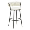 Alkia I pakoworld bar stool fabric in ecru color - black metal leg 50x56x95cm