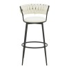Alkia I pakoworld bar stool fabric in ecru color - black metal leg 50x56x95cm