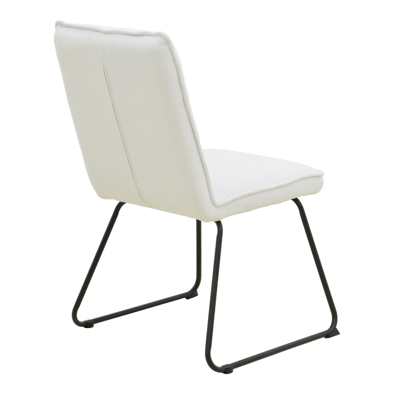 Essential chair pakoworld white fabric-black metal leg 54x59x89cm