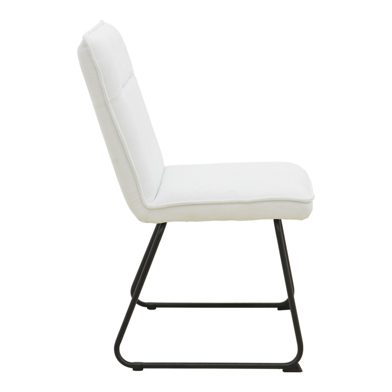 Essential chair pakoworld white fabric-black metal leg 54x59x89cm