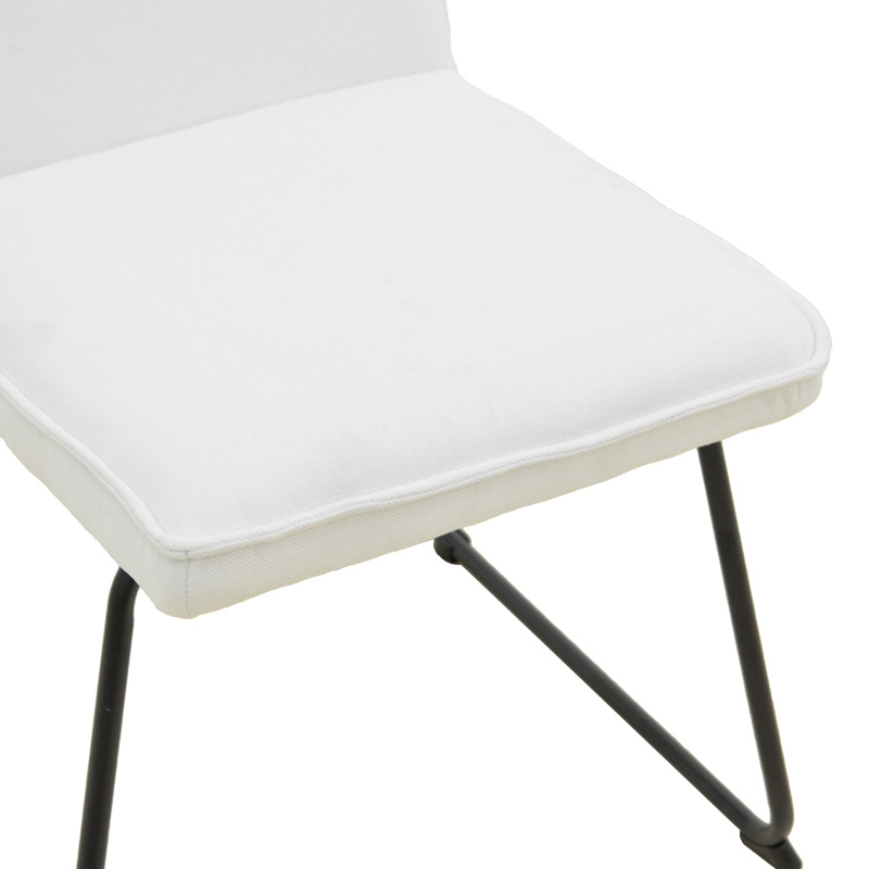 Essential chair pakoworld white fabric-black metal leg 54x59x89cm