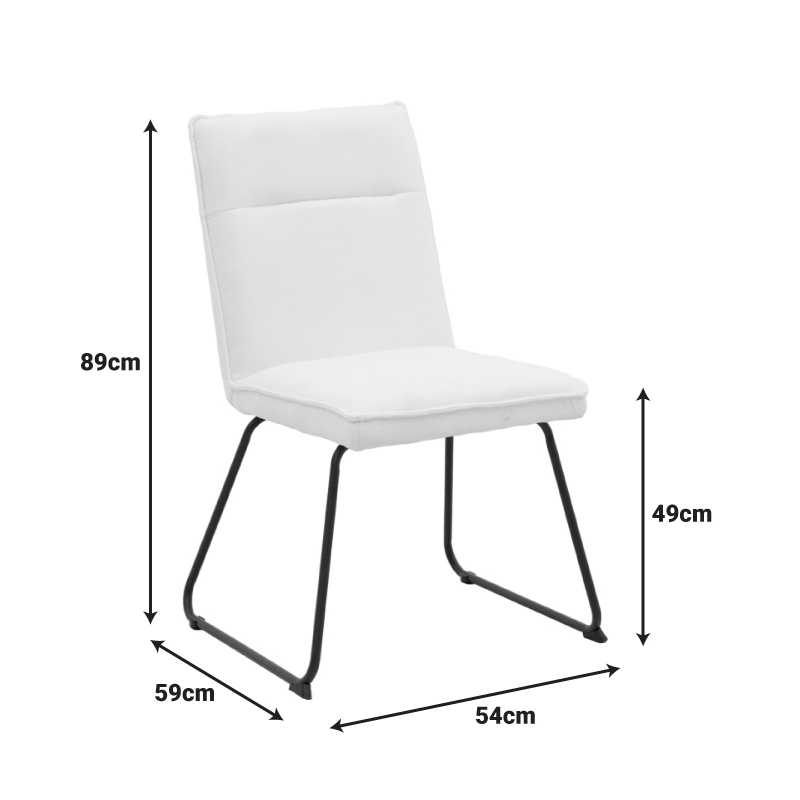 Essential chair pakoworld white fabric-black metal leg 54x59x89cm