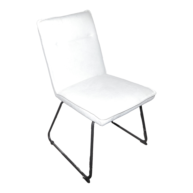 Essential chair pakoworld beige fabric-black metal leg 54x59x89cm