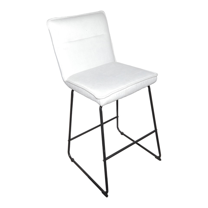 Bar stool Essential pakoworld beige fabric-black metal leg 53x64.5x107cm