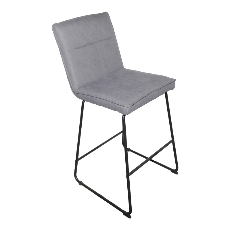 Bar stool Essential pakoworld grey fabric-black metal leg 53x64.5x107cm