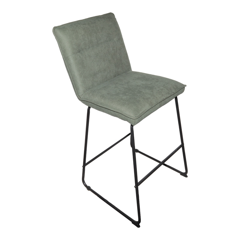 Bar stool Essential pakoworld chaki fabric-black metal leg 53x64.5x107cm