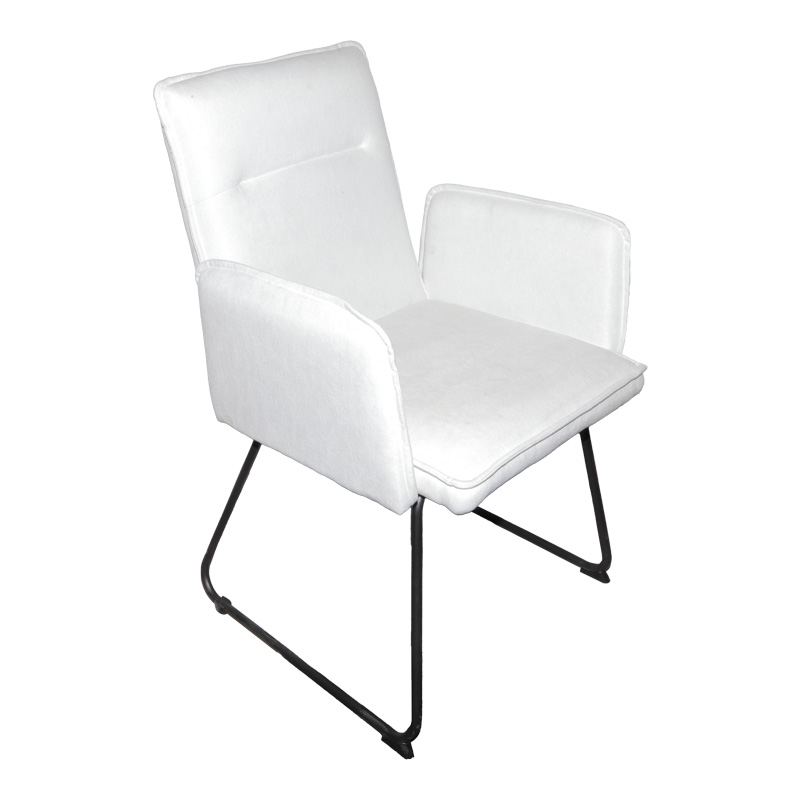 Armchair Essential pakoworld beige fabric-black metal leg 55.5x59x89cm