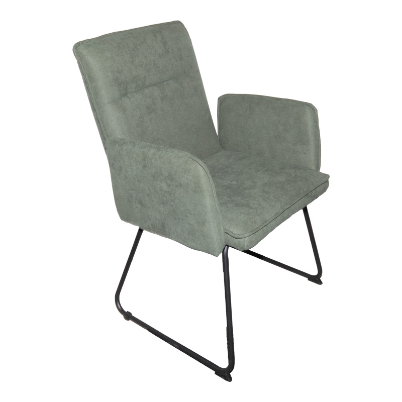 Armchair Essential pakoworld chaki fabric-black metal leg 55.5x59x89cm