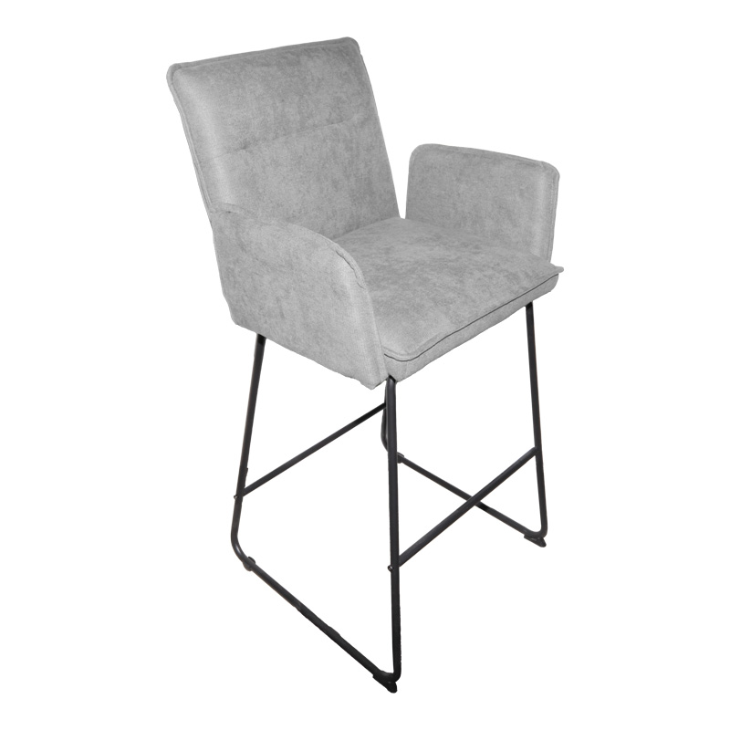 Bar stool Essential pakoworld γκρι fabric-black metal leg 57x64.5x107cm
