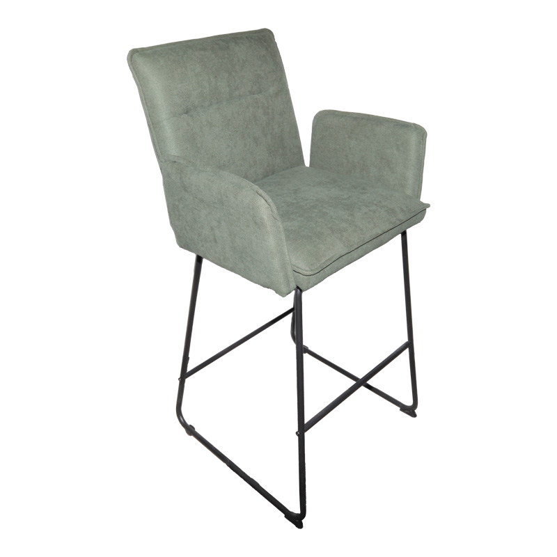 Bar stool Essential pakoworld chaki fabric-black metal leg 57x64.5x107cm