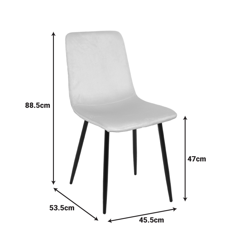 Grato chair pakoworld black fabric-black metal leg 45.5x53.5x88.5cm