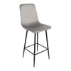Grato bar-stool pakoworld grey fabric-black metal leg 43.5x55x114cm