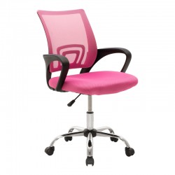 Berto II pakoworld recline office chair with mesh fabric in pink-black shade 60x48x85-95cm