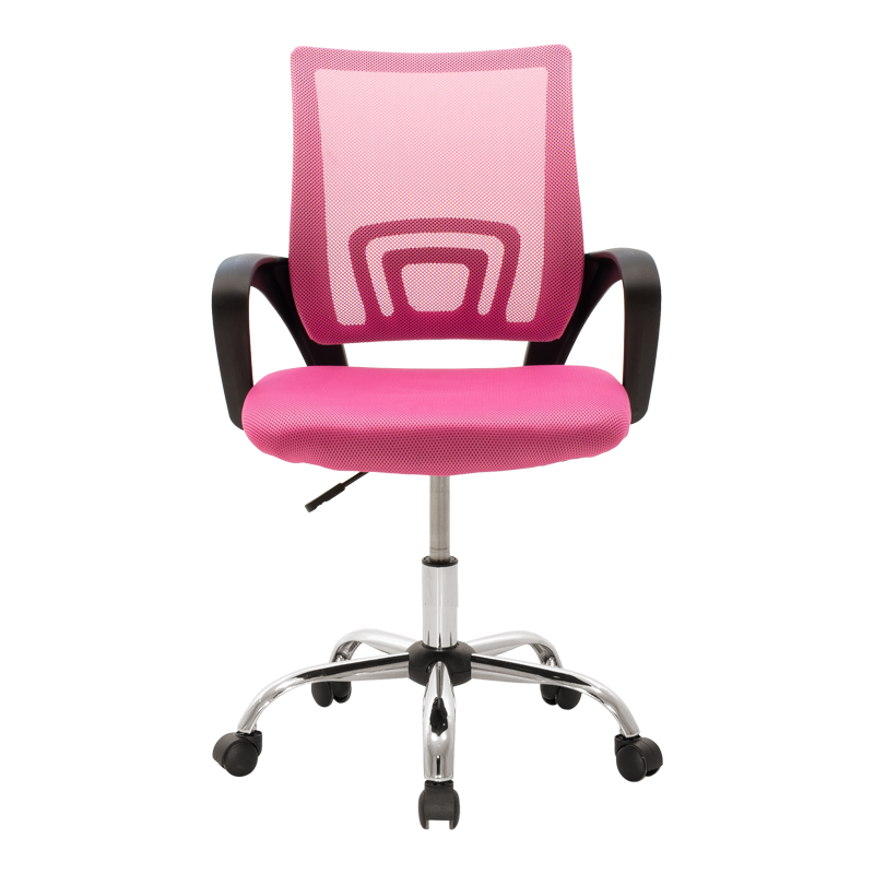Berto II pakoworld recline office chair with mesh fabric in pink-black shade 60x48x85-95cm