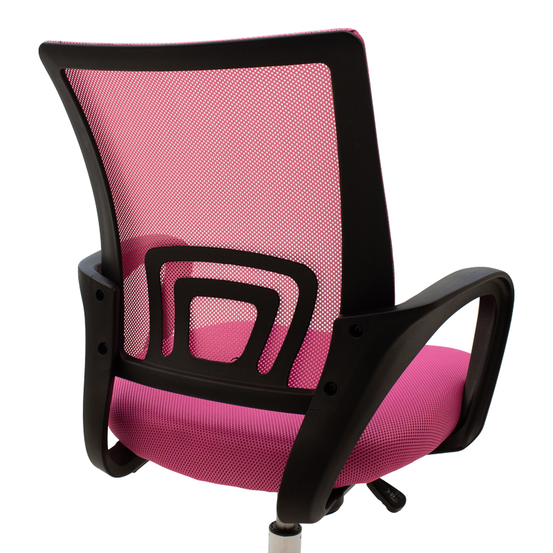 Berto II pakoworld recline office chair with mesh fabric in pink-black shade 60x48x85-95cm